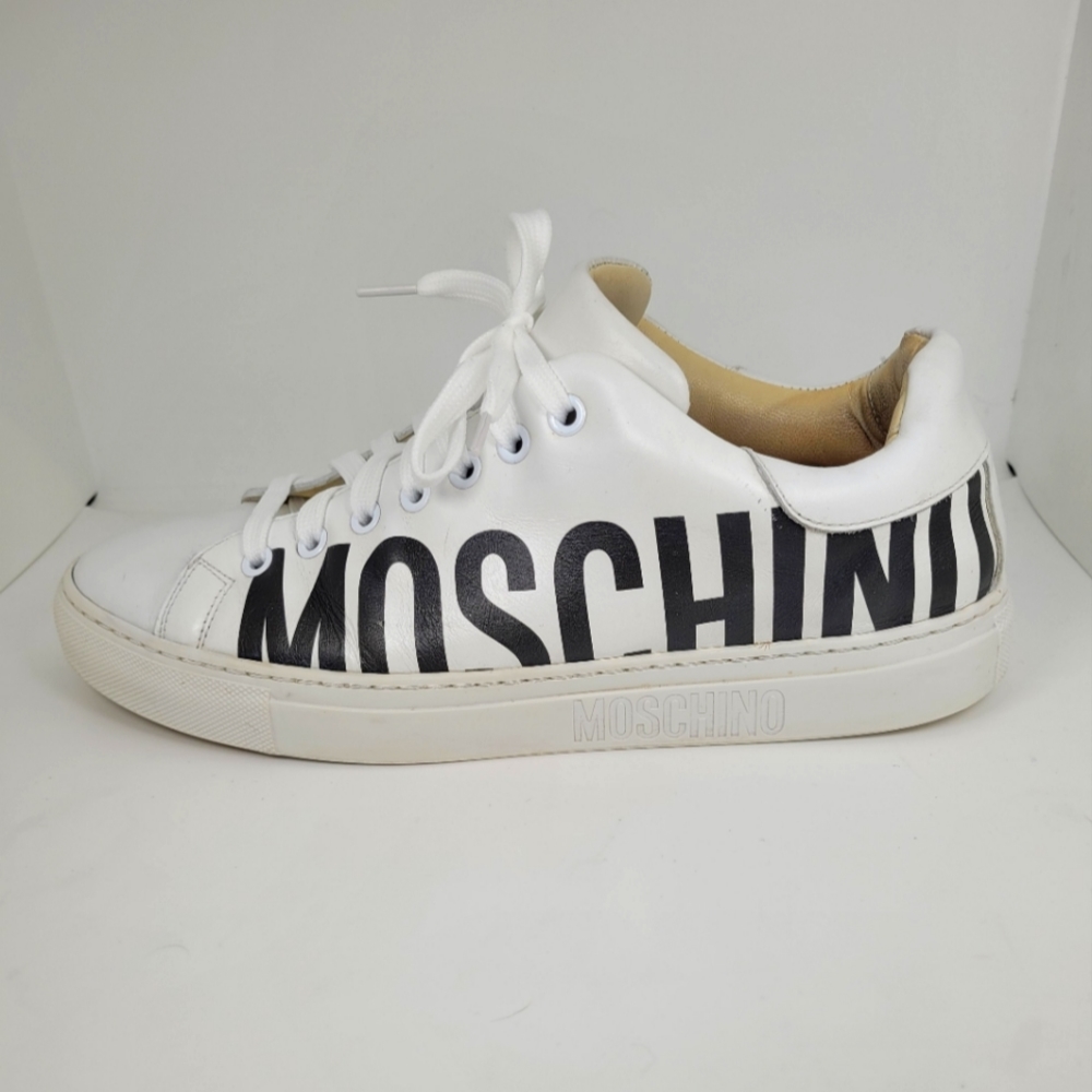 Moschino white sneakers streetwear runners unisex size 41 made in Spain
